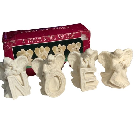 Noel Angel Letter Figurines Set Of 4 Cedar Creek Collection Vintage - Picture 1 of 10